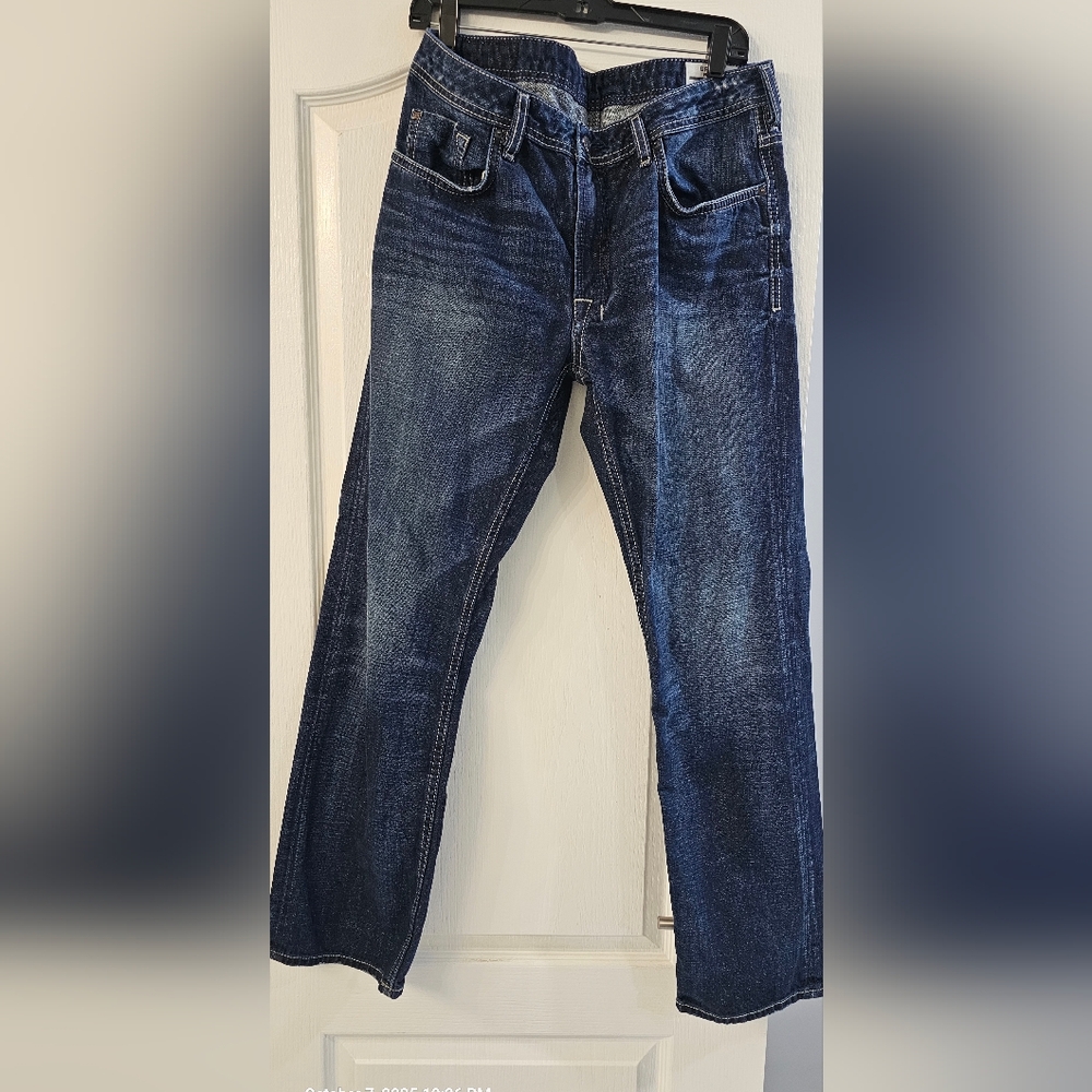 Men's Buffalo David Bitton Dark Wash Straight Relaxed Jeans Size 34x32